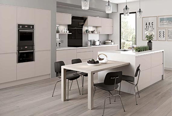 Image showing Handleless Style Alaska Kitchen in Matt Cashmere